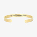 Gold Personalized Hammered Edge Cuff Bracelet on white background