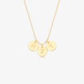 Gold Personalized Initial Disc Necklace in white background