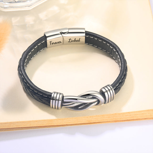 Lifestyle shot of “Mother and Daughter Forever Linked Together” Braided Leather Bracelet