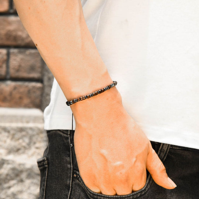 Hug From Heaven Morse Code Bracelet Male model