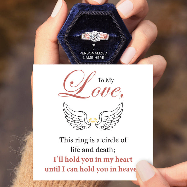 I'll Hold You in My Heart Personalized Circle Wings Memorial Ring Card Creative