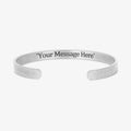 Silver Personalized Hammered Edge Cuff Bracelet on white background