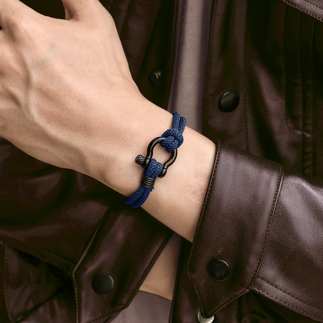 Male Model wearing blue To My Son Love You Forever Nautical Bracelet