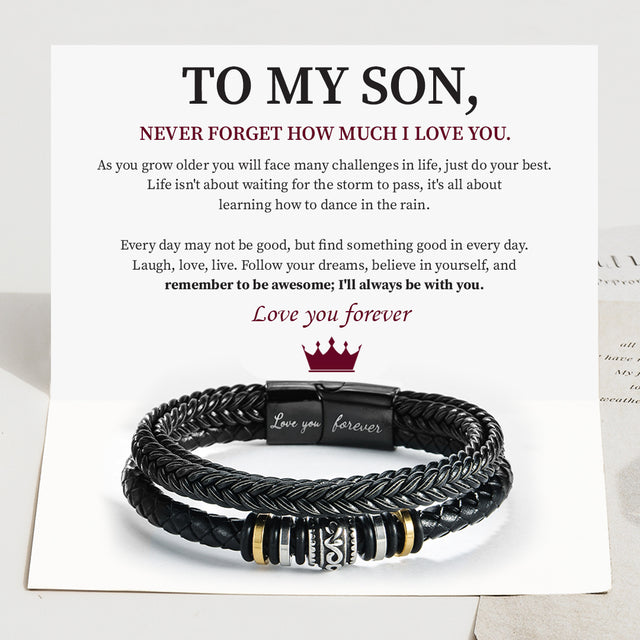 To My Son Love You Forever Bracelet with heartwarming message card