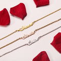 creative shots of the three Personalized Script Name Anklets