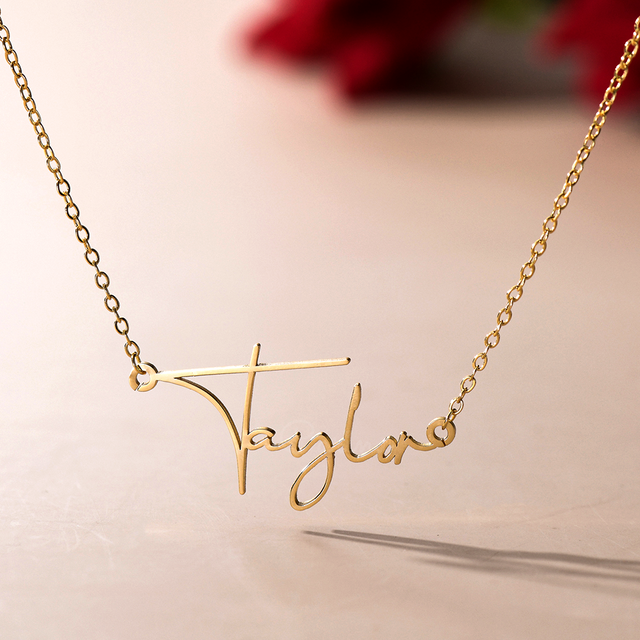 Gold Dainty Paris Name Necklace in Creative shot