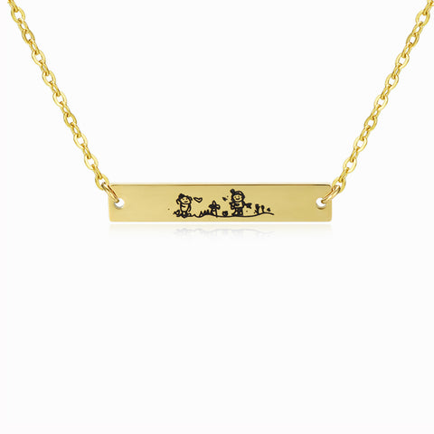 Engraved Custom Handwriting Bar Necklace